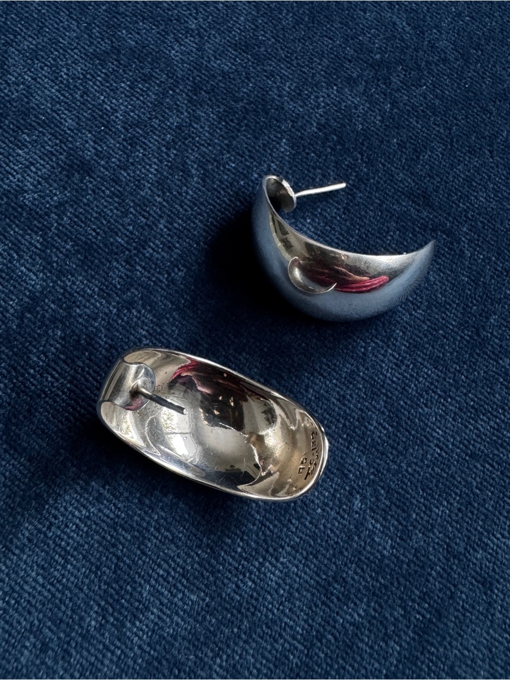 Vintage Taxco Mexico TC- 139 925 SterlingSilver Half Hoop Earrings